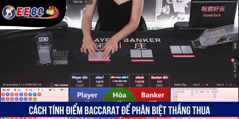 Cách tính điểm Baccarat để phân biệt thắng thua
