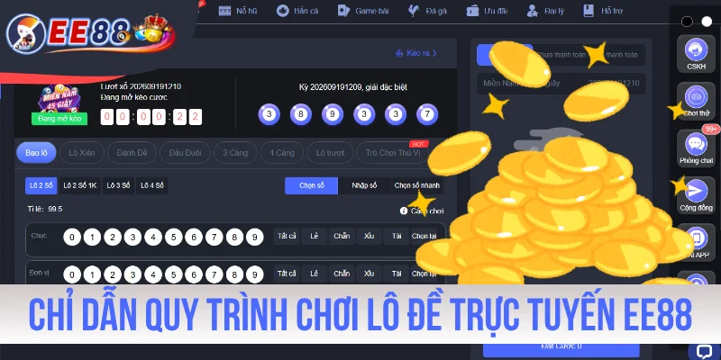 Chỉ dẫn quy trình chơi lô đề trực tuyến EE88