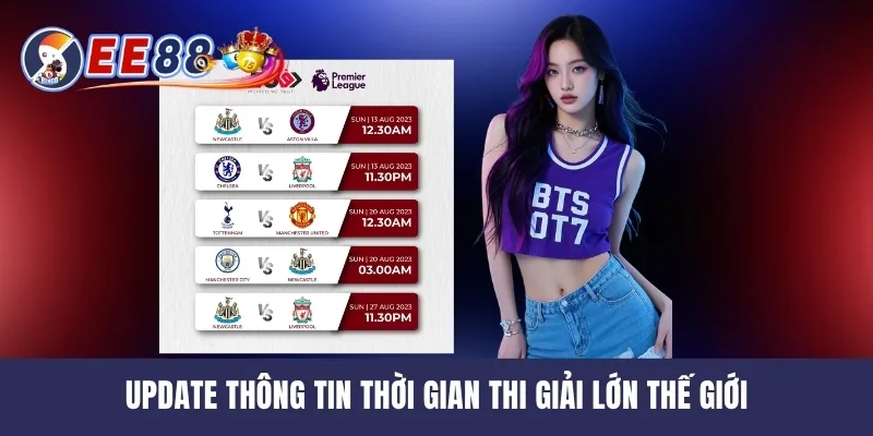 Update thông tin thời gian thi giải lớn thế giới