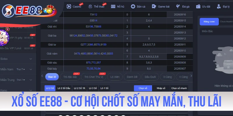 Xổ Số EE88 - Cơ Hội Chốt Số May Mắn, Thu Lãi Đậm Về Tay